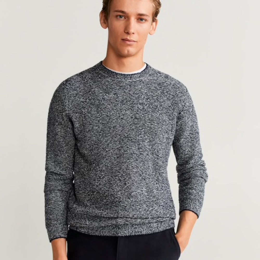 Textured Large Navy Blue / White Sweater NWT